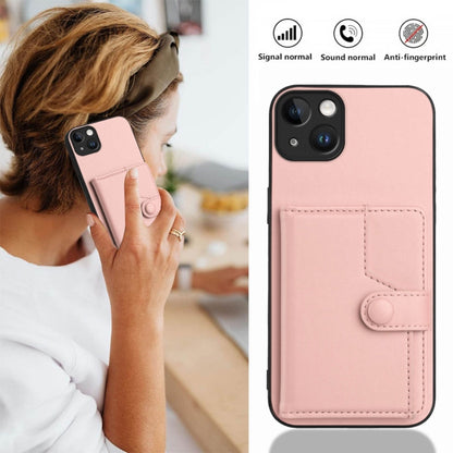 Button Card Bag RFID Anti-theft Phone Case, For iPhone 14 Plus, For iPhone 14, For iPhone 14 Pro, For iPhone 14 Pro Max