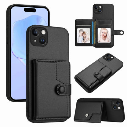 Button Card Bag RFID Anti-theft Phone Case, For iPhone 14 Plus, For iPhone 14, For iPhone 14 Pro, For iPhone 14 Pro Max