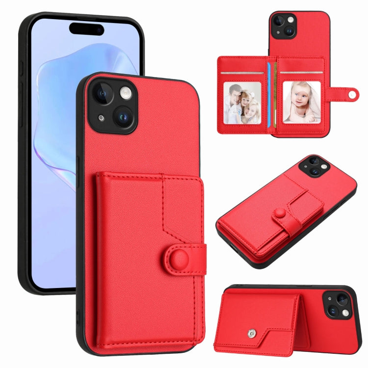 Button Card Bag RFID Anti-theft Phone Case, For iPhone 14 Plus, For iPhone 14, For iPhone 14 Pro, For iPhone 14 Pro Max