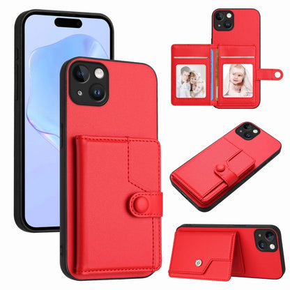 Button Card Bag RFID Anti-theft Phone Case, For iPhone 14 Plus, For iPhone 14, For iPhone 14 Pro, For iPhone 14 Pro Max