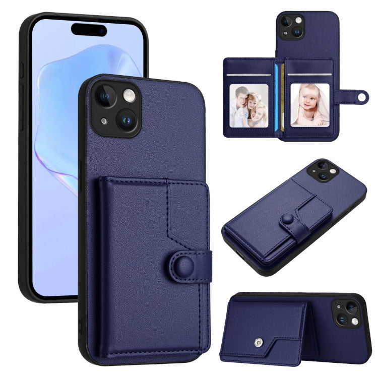 Button Card Bag RFID Anti-theft Phone Case, For iPhone 14 Plus, For iPhone 14, For iPhone 14 Pro, For iPhone 14 Pro Max