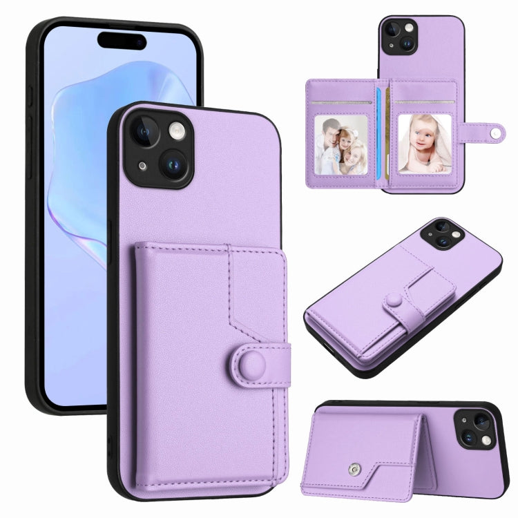 Button Card Bag RFID Anti-theft Phone Case, For iPhone 14 Plus, For iPhone 14, For iPhone 14 Pro, For iPhone 14 Pro Max