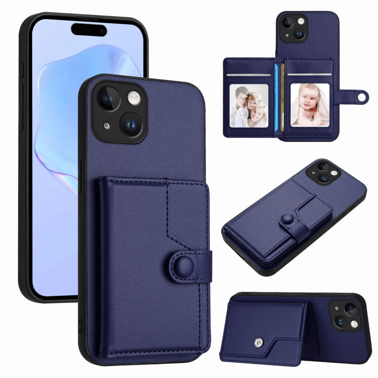 Button Card Bag RFID Anti-theft Phone Case, For iPhone 14 Plus, For iPhone 14, For iPhone 14 Pro, For iPhone 14 Pro Max