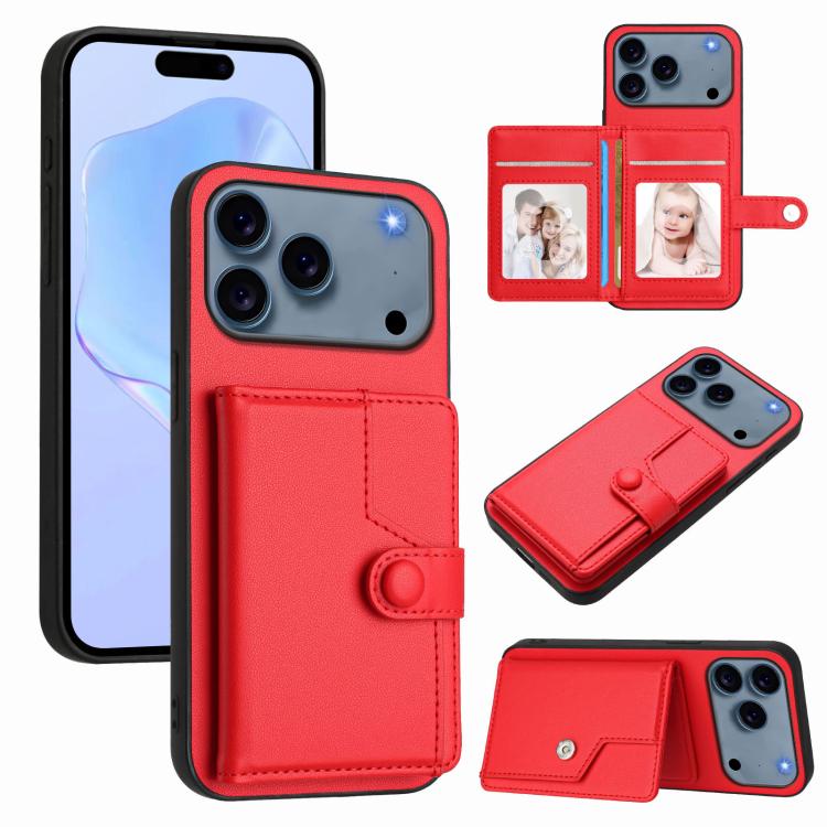 Button Card Bag RFID Anti-theft Phone Case, For iPhone 18 Pro / 17 Pro, For iPhone 18 Pro Max / 17 Pro Max, For iPhone 17, For iPhone Air