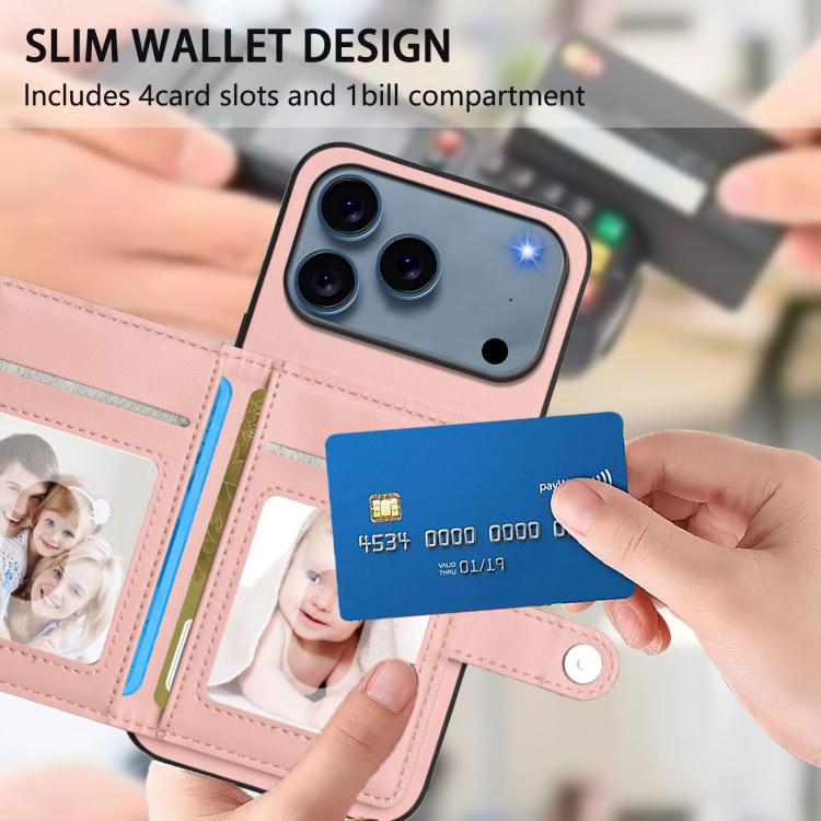 Button Card Bag RFID Anti-theft Phone Case, For iPhone 18 Pro / 17 Pro, For iPhone 18 Pro Max / 17 Pro Max, For iPhone 17, For iPhone Air