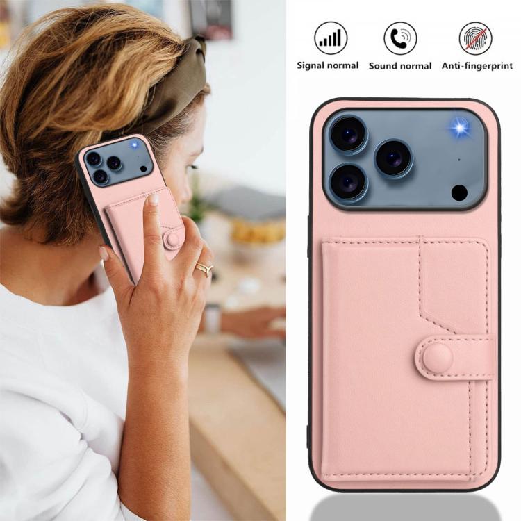 Button Card Bag RFID Anti-theft Phone Case, For iPhone 18 Pro / 17 Pro, For iPhone 18 Pro Max / 17 Pro Max, For iPhone 17, For iPhone Air