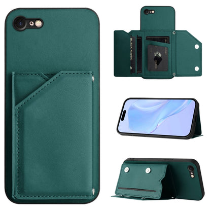 Skin Feel Four Card Slots Phone Case with Wrist Strap, For iPhone 7 / 8 / SE 2020 2022, For iPhone 13 Pro Max, For iPhone 13 Pro, For iPhone 13