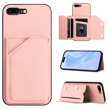Skin Feel Four Card Slots Phone Case with Wrist Strap, For iPhone X / XS, For iPhone XR, For iPhone XS Max, For iPhone 7 Plus / 8 Plus