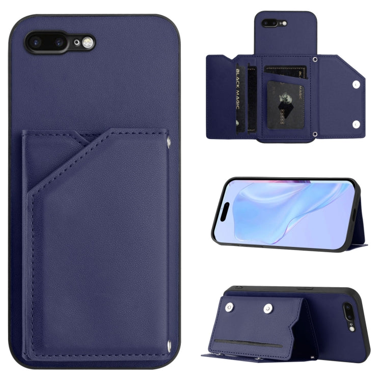 Skin Feel Four Card Slots Phone Case with Wrist Strap, For iPhone X / XS, For iPhone XR, For iPhone XS Max, For iPhone 7 Plus / 8 Plus