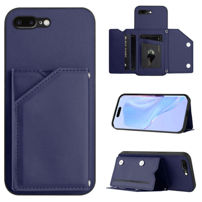 Skin Feel Four Card Slots Phone Case with Wrist Strap, For iPhone X / XS, For iPhone XR, For iPhone XS Max, For iPhone 7 Plus / 8 Plus