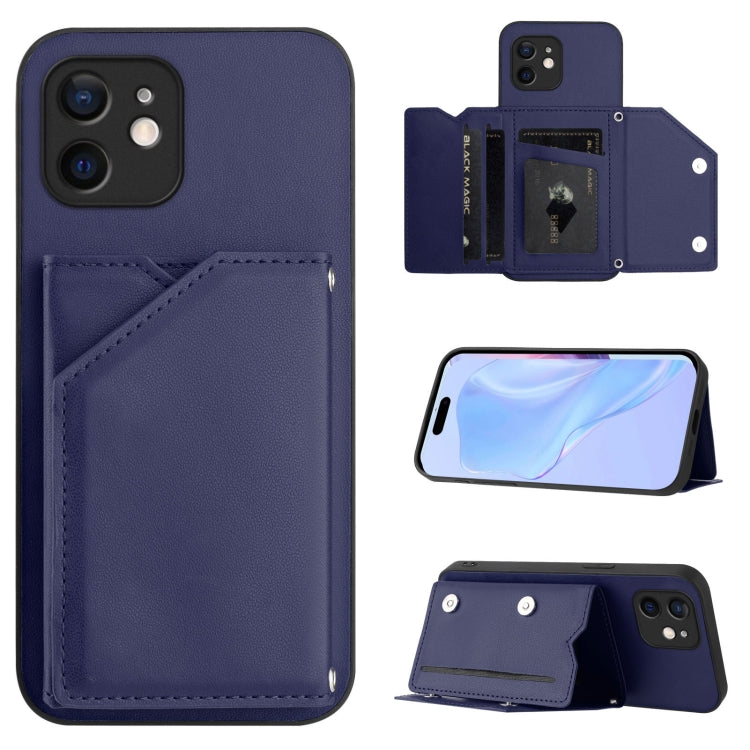 Skin Feel Four Card Slots Phone Case with Wrist Strap, For iPhone 13 mini, For iPhone 12, For iPhone 12 Pro Max, For iPhone 12 Pro