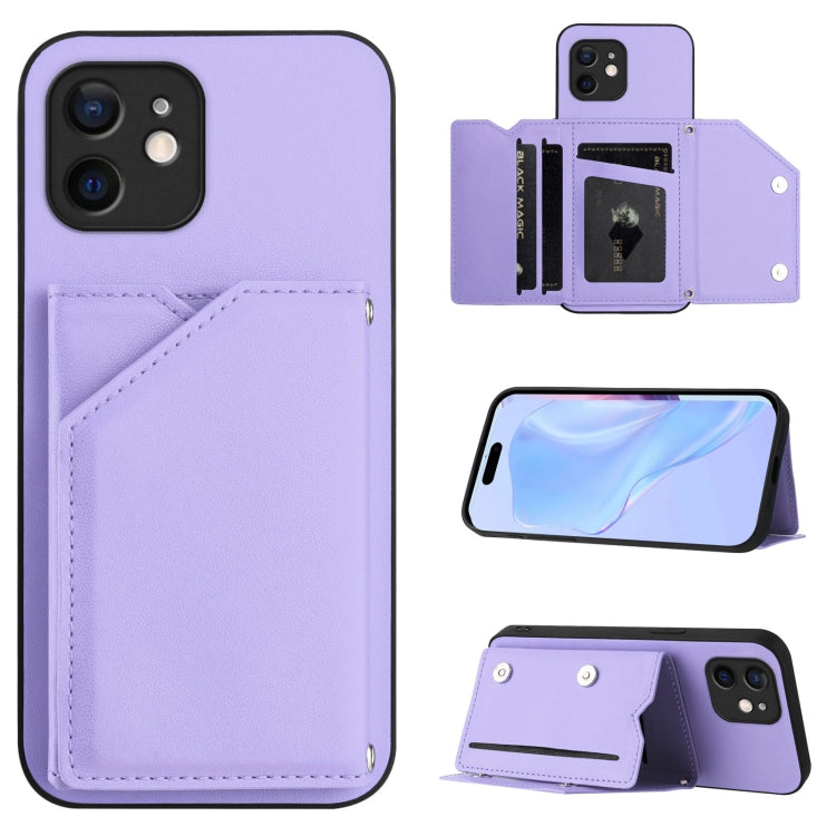 Skin Feel Four Card Slots Phone Case with Wrist Strap, For iPhone 13 mini, For iPhone 12, For iPhone 12 Pro Max, For iPhone 12 Pro