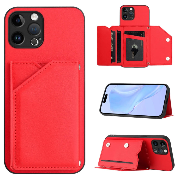 Skin Feel Four Card Slots Phone Case with Wrist Strap, For iPhone 13 mini, For iPhone 12, For iPhone 12 Pro Max, For iPhone 12 Pro