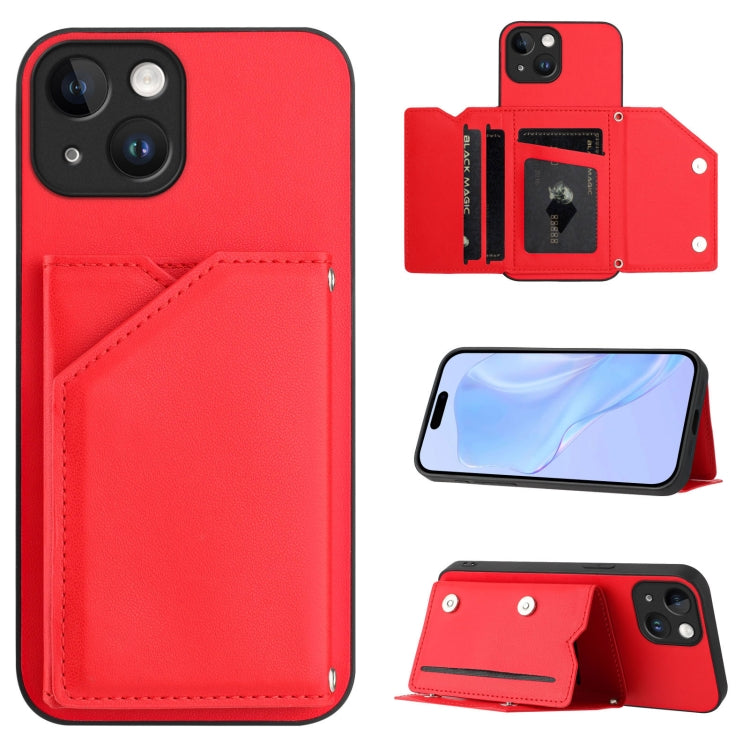 Skin Feel Four Card Slots Phone Case with Wrist Strap, For iPhone 13 mini, For iPhone 12, For iPhone 12 Pro Max, For iPhone 12 Pro