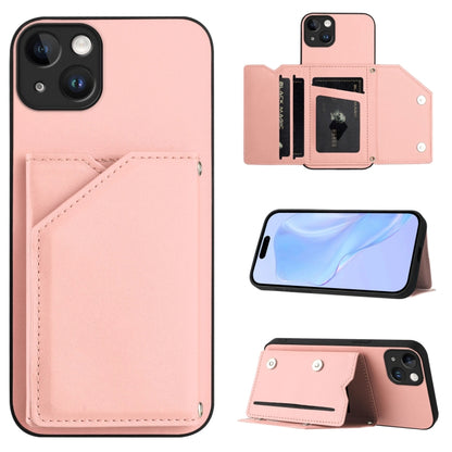 Skin Feel Four Card Slots Phone Case with Wrist Strap, For iPhone 14 Plus, For iPhone 14, For iPhone 14 Pro, For iPhone 14 Pro Max