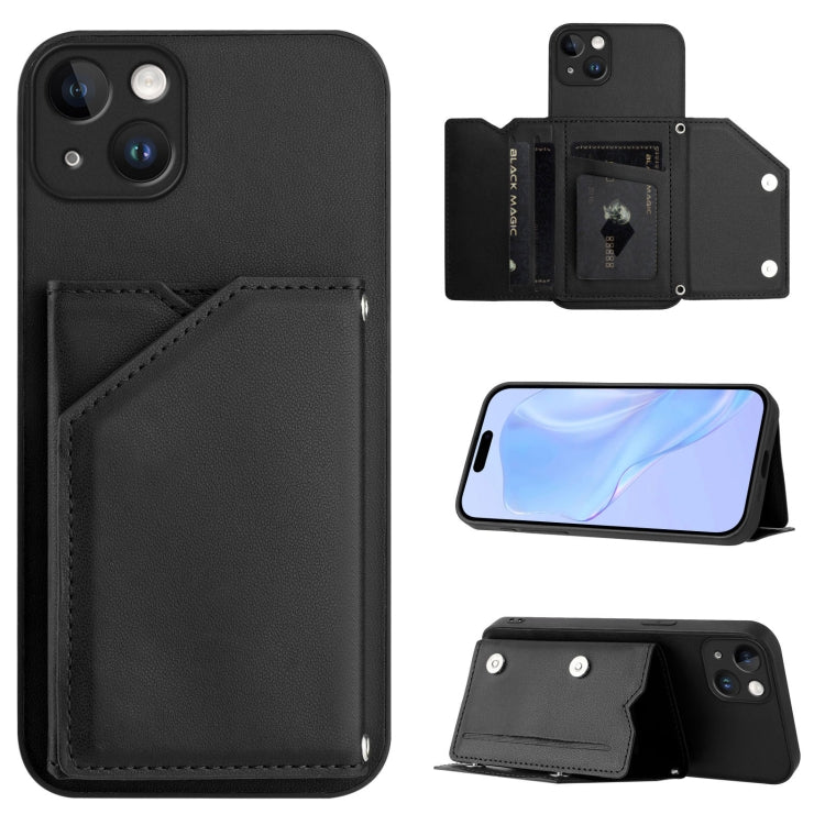 Skin Feel Four Card Slots Phone Case with Wrist Strap, For iPhone 14 Plus, For iPhone 14, For iPhone 14 Pro, For iPhone 14 Pro Max