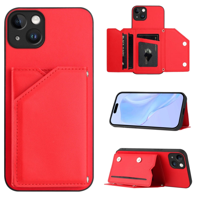 Skin Feel Four Card Slots Phone Case with Wrist Strap, For iPhone 14 Plus, For iPhone 14, For iPhone 14 Pro, For iPhone 14 Pro Max