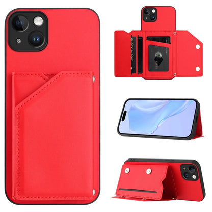 Skin Feel Four Card Slots Phone Case with Wrist Strap, For iPhone 14 Plus, For iPhone 14, For iPhone 14 Pro, For iPhone 14 Pro Max