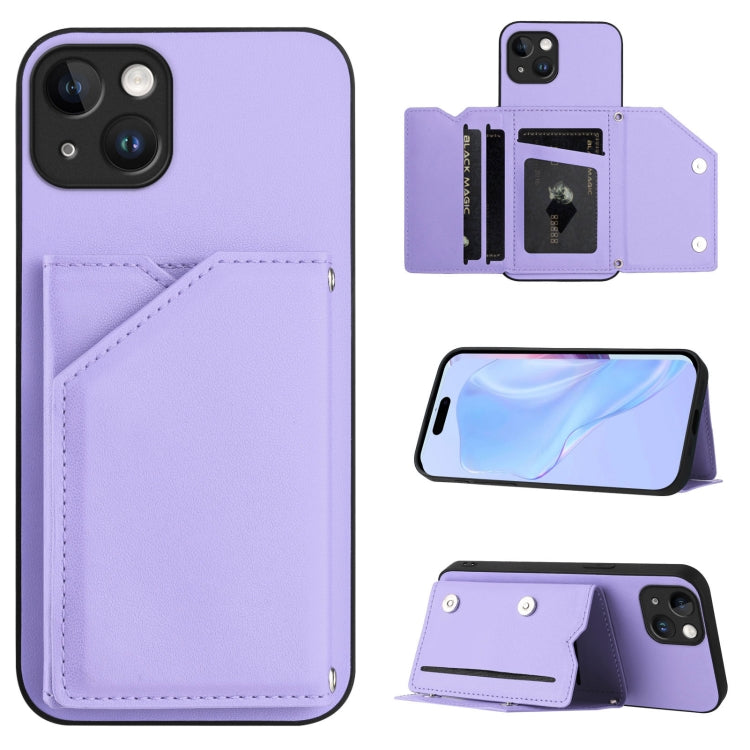 Skin Feel Four Card Slots Phone Case with Wrist Strap, For iPhone 14 Plus, For iPhone 14, For iPhone 14 Pro, For iPhone 14 Pro Max