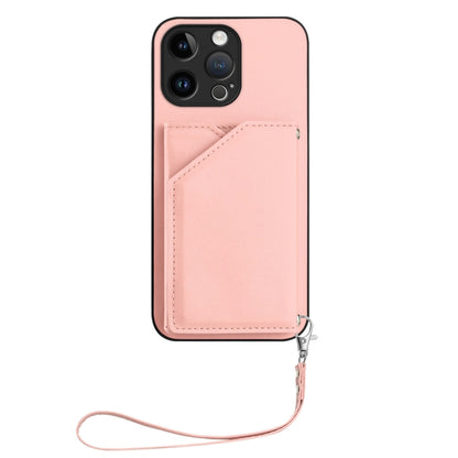 Skin Feel Four Card Slots Phone Case with Wrist Strap, For iPhone 15 Pro Max, For iPhone 15 Pro, For iPhone 15 Plus, For iPhone 15
