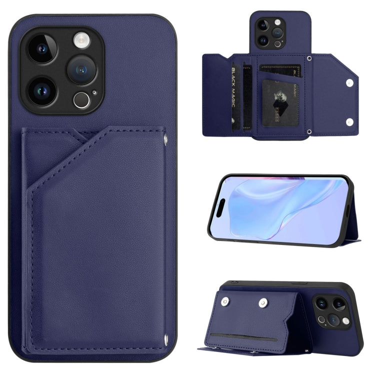 Skin Feel Four Card Slots Phone Case with Wrist Strap, For iPhone 15 Pro Max, For iPhone 15 Pro, For iPhone 15 Plus, For iPhone 15