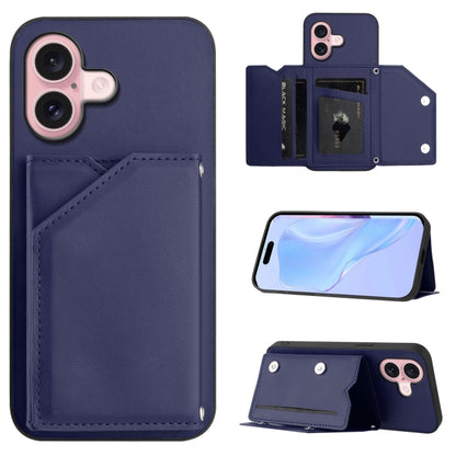 Skin Feel Four Card Slots Phone Case with Wrist Strap, For iPhone 16 Pro Max, For iPhone 16 Pro, For iPhone 16 Plus, For iPhone 16