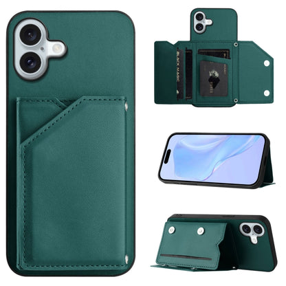 Skin Feel Four Card Slots Phone Case with Wrist Strap, For iPhone 16 Pro Max, For iPhone 16 Pro, For iPhone 16 Plus, For iPhone 16