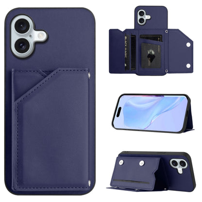 Skin Feel Four Card Slots Phone Case with Wrist Strap, For iPhone 16 Pro Max, For iPhone 16 Pro, For iPhone 16 Plus, For iPhone 16