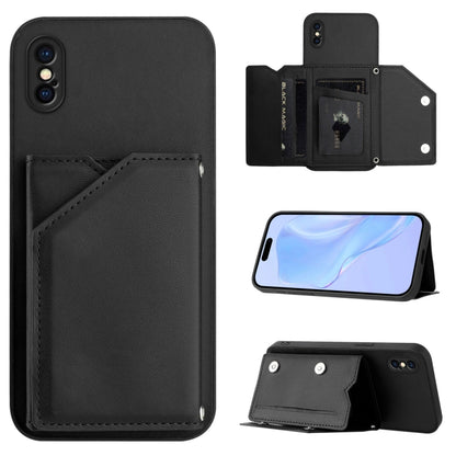 Skin Feel Four Card Slots Phone Case with Wrist Strap, For iPhone X / XS, For iPhone XR, For iPhone XS Max, For iPhone 7 Plus / 8 Plus