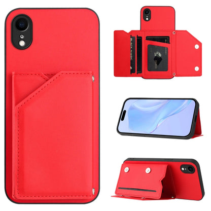 Skin Feel Four Card Slots Phone Case with Wrist Strap, For iPhone X / XS, For iPhone XR, For iPhone XS Max, For iPhone 7 Plus / 8 Plus
