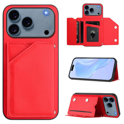 Skin Feel Four Card Slots Phone Case with Wrist Strap, For iPhone 18 Pro / 17 Pro, For iPhone 18 Pro Max / 17 Pro Max, For iPhone 17, For iPhone Air