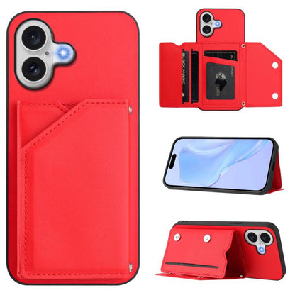 Skin Feel Four Card Slots Phone Case with Wrist Strap, For iPhone 18 Pro / 17 Pro, For iPhone 18 Pro Max / 17 Pro Max, For iPhone 17, For iPhone Air