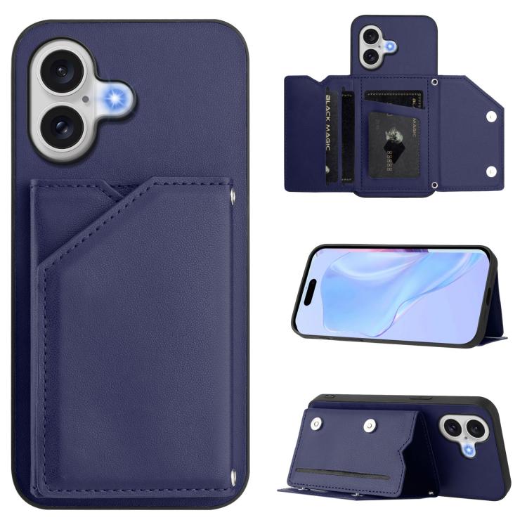 Skin Feel Four Card Slots Phone Case with Wrist Strap, For iPhone 18 Pro / 17 Pro, For iPhone 18 Pro Max / 17 Pro Max, For iPhone 17, For iPhone Air