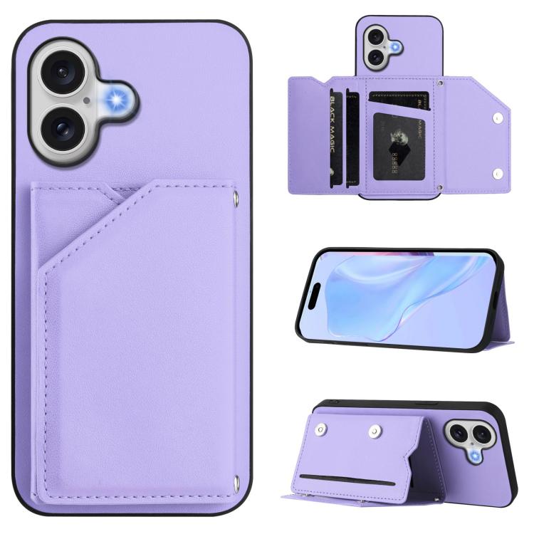 Skin Feel Four Card Slots Phone Case with Wrist Strap, For iPhone 18 Pro / 17 Pro, For iPhone 18 Pro Max / 17 Pro Max, For iPhone 17, For iPhone Air