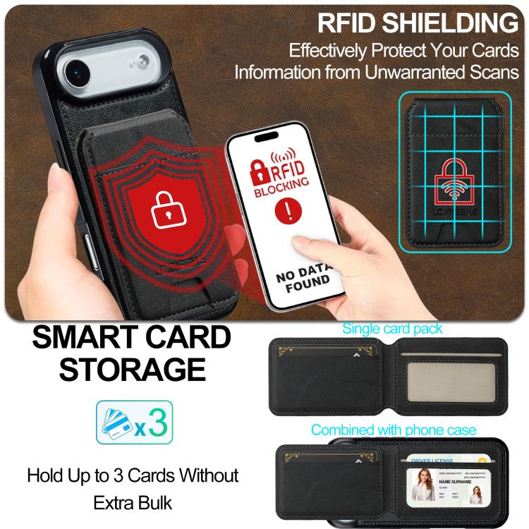 LC.IMEEKE L3 Series Detachable RFID Card Bag Magsafe Phone Case, For iPhone Air, For iPhone 16 Pro Max, For iPhone 16 Pro, For iPhone 16 Plus