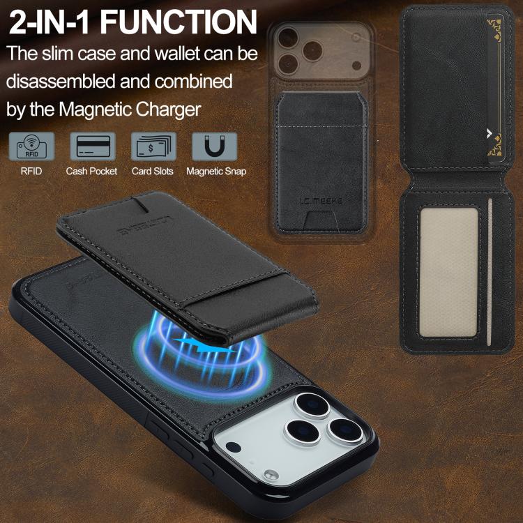LC.IMEEKE L3 Series Detachable RFID Card Bag Magsafe Phone Case, For iPhone 18 Pro / 17 Pro, For iPhone 18 Pro Max / 17 Pro Max, For iPhone 17e / 16e, For iPhone 17