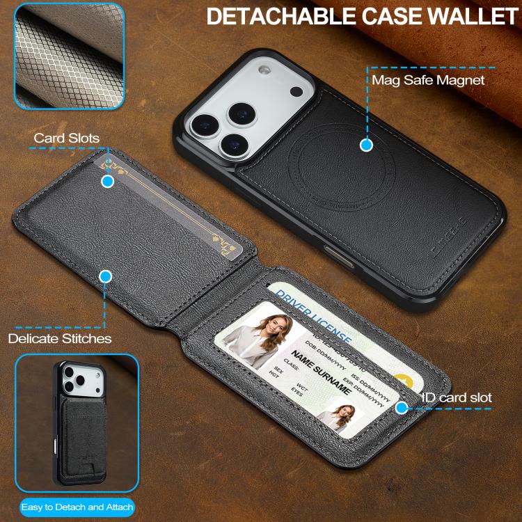 LC.IMEEKE L3 Series Detachable RFID Card Bag Magsafe Phone Case, For iPhone 18 Pro / 17 Pro, For iPhone 18 Pro Max / 17 Pro Max, For iPhone 17e / 16e, For iPhone 17