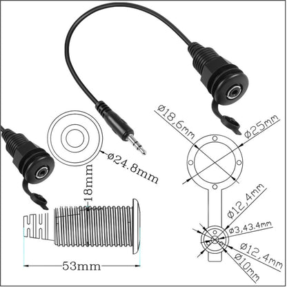 3.5mmTRS Stereo Thread Fixed Embedded Ground Plug Panel Audio Cable, Length: 0.3m, Male to Female, Female to Female