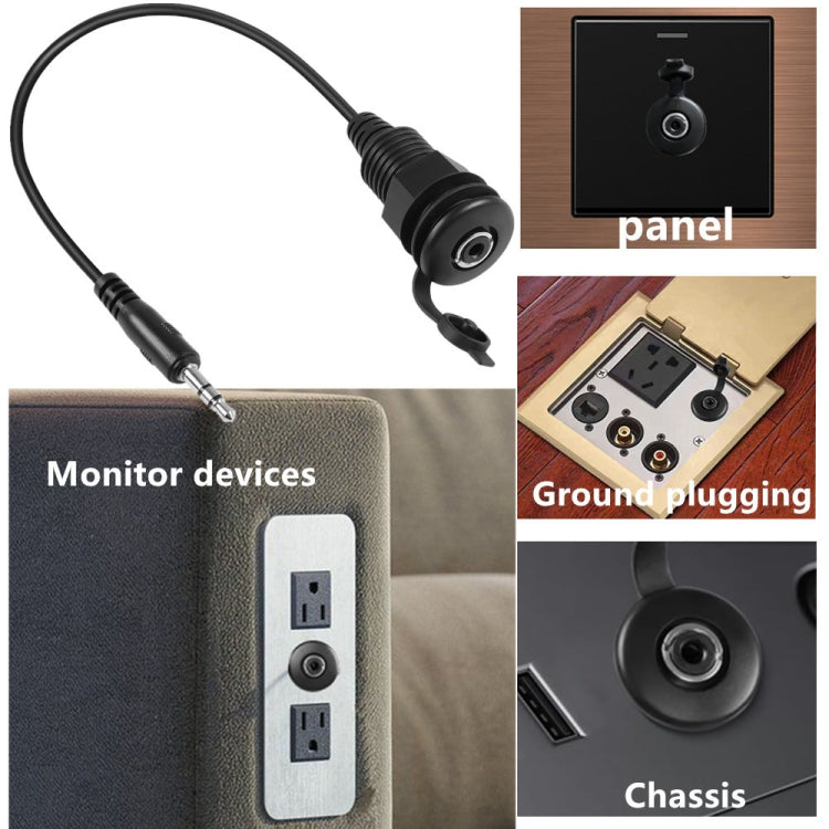 3.5mmTRS Stereo Thread Fixed Embedded Ground Plug Panel Audio Cable, Length: 0.3m, Male to Female, Female to Female