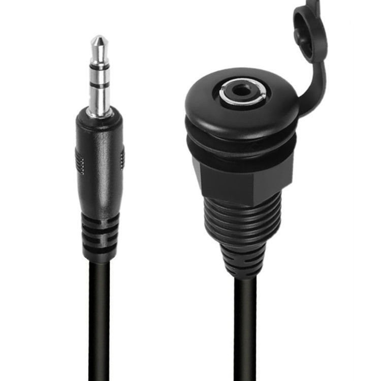 3.5mmTRS Stereo Thread Fixed Embedded Ground Plug Panel Audio Cable, Length: 0.3m, Male to Female, Female to Female