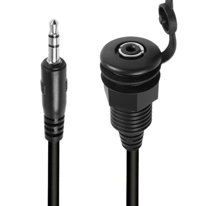 3.5mmTRS Stereo Thread Fixed Embedded Ground Plug Panel Audio Cable, Length: 0.3m, Male to Female, Female to Female