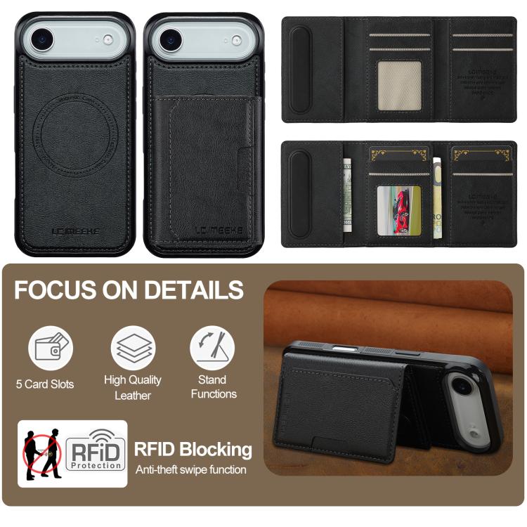 LC.IMEEKE L5 Series Detachable RFID Card Bag Magsafe Phone Case, For iPhone Air, For iPhone 16 Pro Max, For iPhone 16 Pro, For iPhone 16 Plus