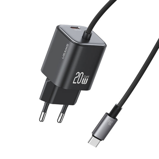 USAMS CC261 20W GaN Mini Type-C / USB-C Dual Port Fast Charger with Cable, CC261