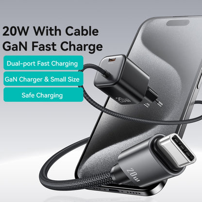 USAMS CC261 20W GaN Mini Type-C / USB-C Dual Port Fast Charger with Cable, CC261