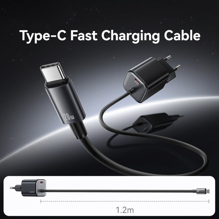 USAMS CC261 20W GaN Mini Type-C / USB-C Dual Port Fast Charger with Cable, CC261