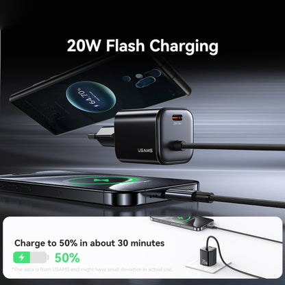 USAMS CC261 20W GaN Mini Type-C / USB-C Dual Port Fast Charger with Cable, CC261