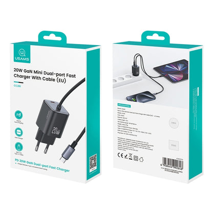 USAMS CC261 20W GaN Mini Type-C / USB-C Dual Port Fast Charger with Cable, CC261