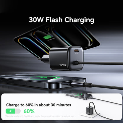 USAMS CC264 30W GaN Mini Type-C / USB-C Dual Port Fast Charger with Cable
