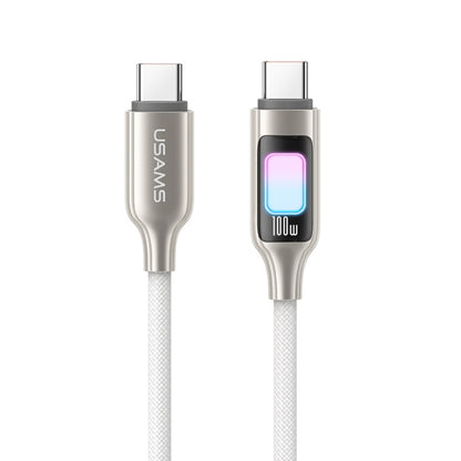USAMS SJ750 100W Type-C / USB-C to Type-C / USB-C Zinc Alloy Data Cable with Colorful Light, Type-C to Type-C