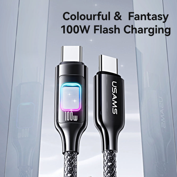 USAMS SJ750 100W Type-C / USB-C to Type-C / USB-C Zinc Alloy Data Cable with Colorful Light, Type-C to Type-C